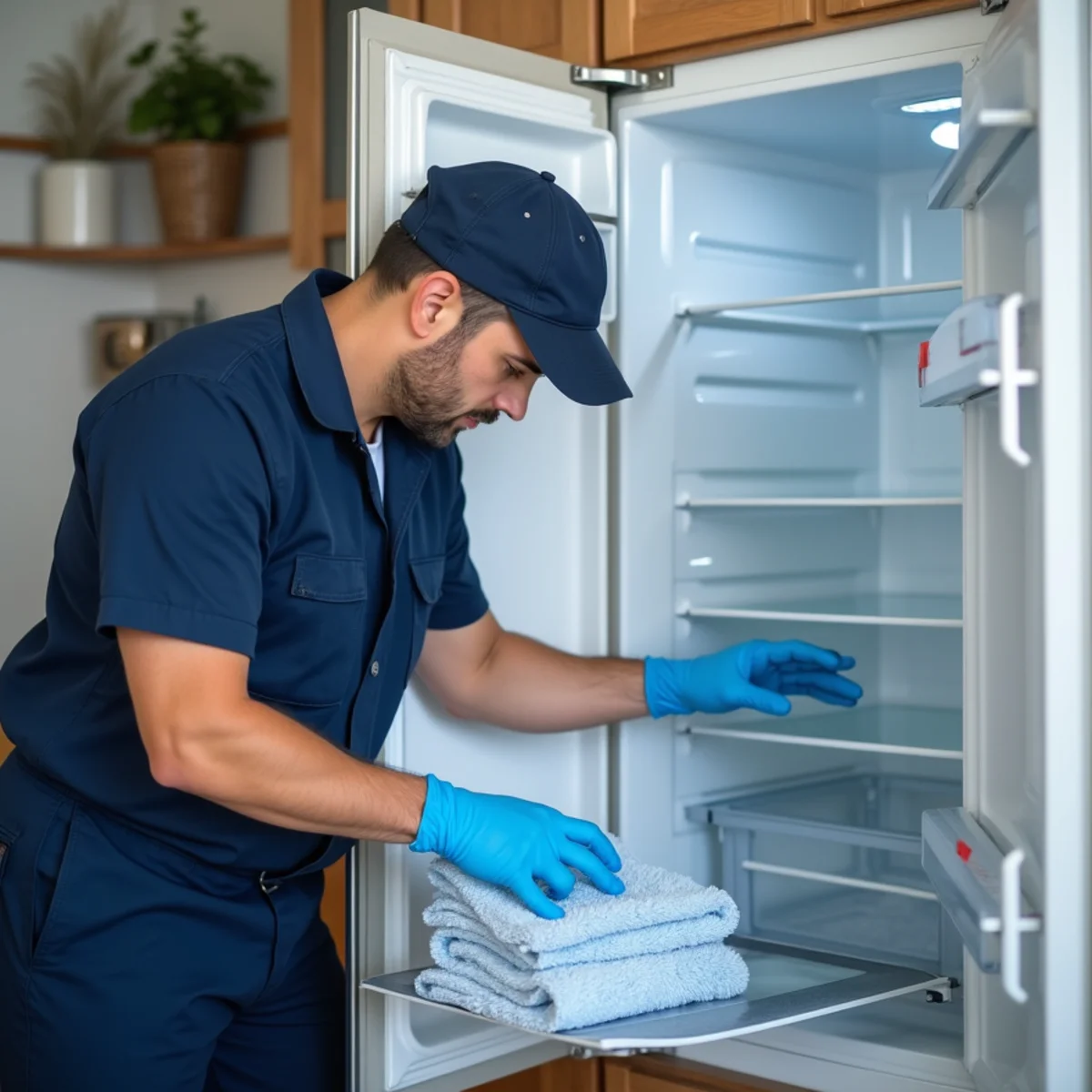 Clean oven and refrigerator interiors in a New York kitchen